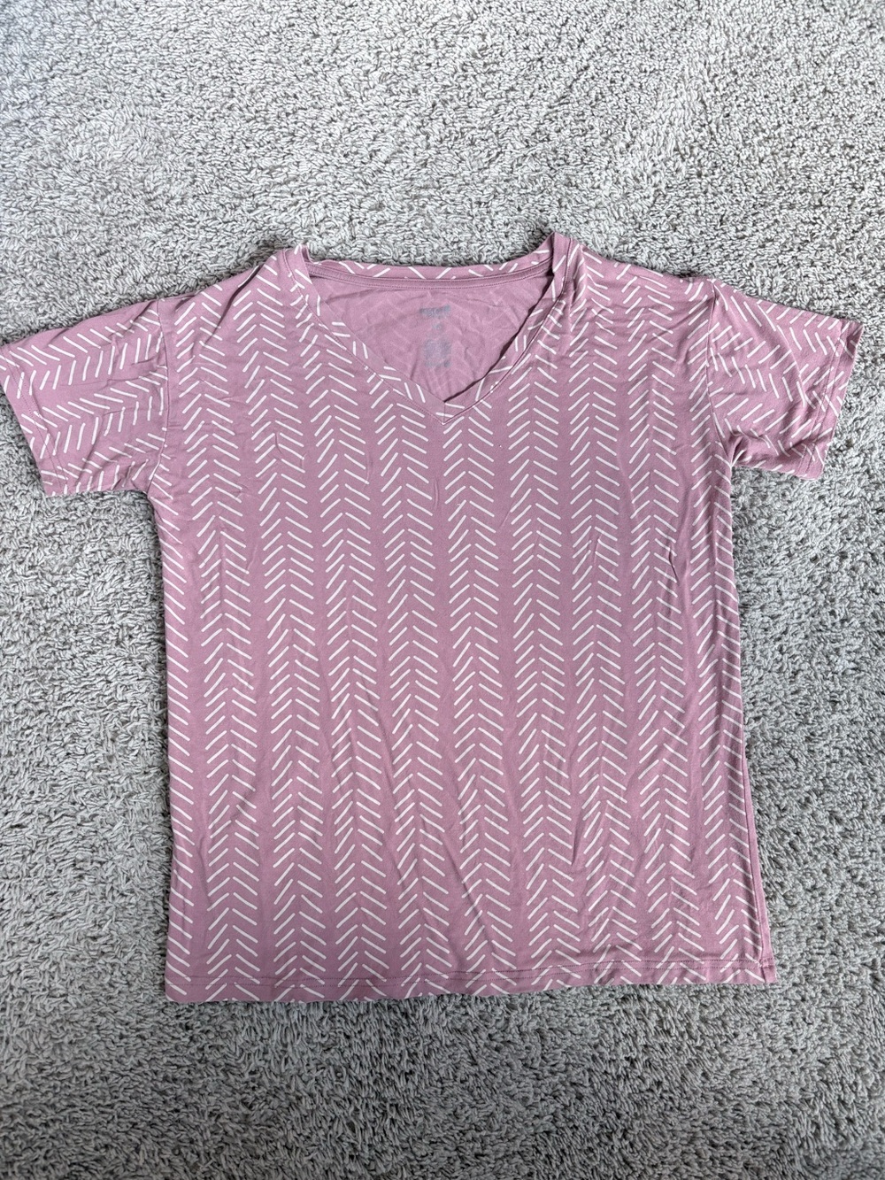 Kyte Baby Women's V-Neck Tee Mauve Herringbone Print XS